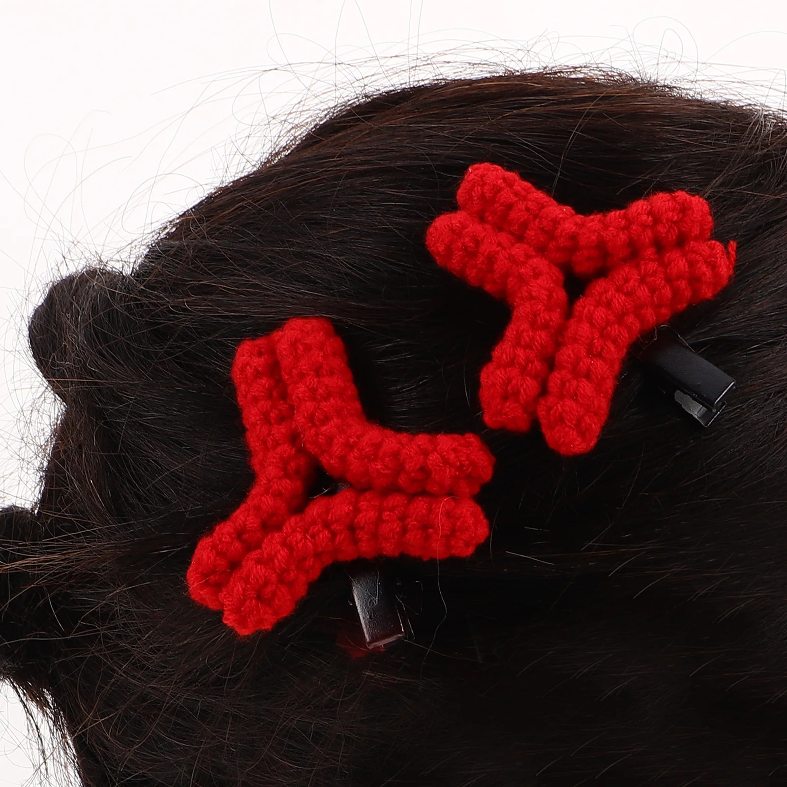 1 paar Creatieve Haarspeldjes Voor Vrouwen Handgebreide Rode Boze Mark Barrette Leuke Cartoon Eendenbek Snap Clip Voor styling Krullend