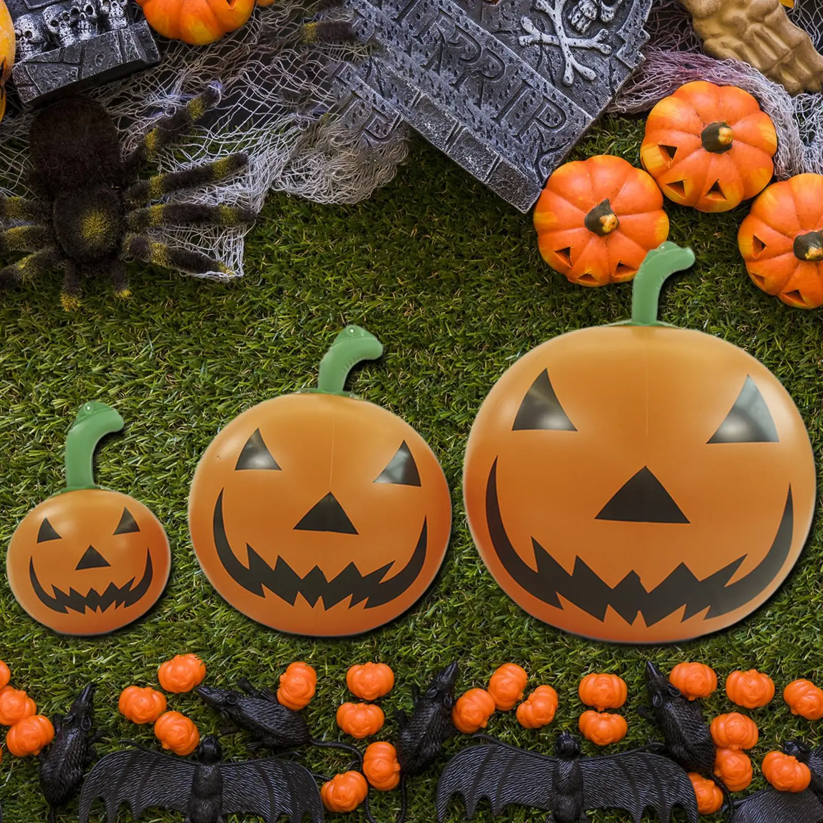 Halloween Pumpkin Decoration Inflatable Pumpkin Ball Party Inflatable PVC Halloween Ornament for Home Decor Outdoor Yard Lawn