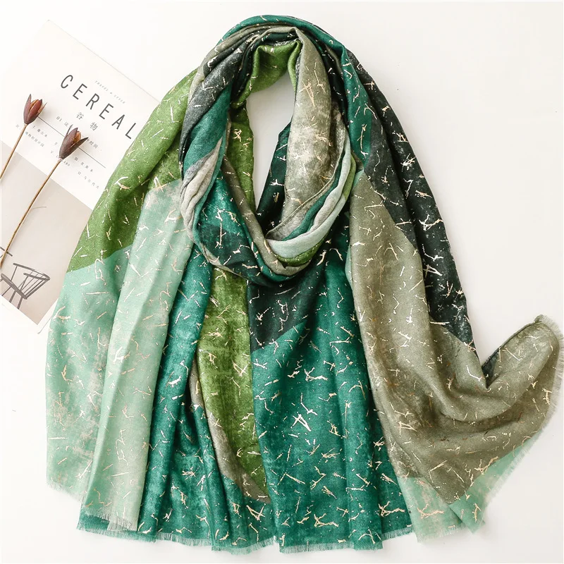 Cotton Linen Handle Scarf Soft Satin Cotton Hot Embossed Triangular Prism Grass Warm and Thickened Shawl In Winter