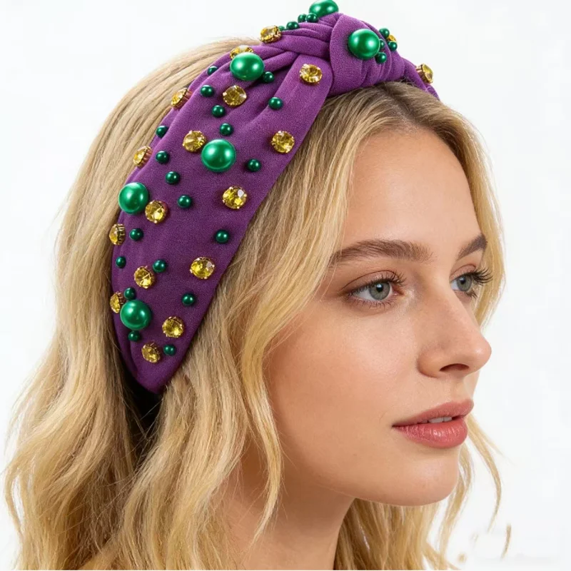 

Декоративная повязка для волос с жемчугом и стразами, для ежедневного умывания, укладки волос и использования на улице, аксессуар для красоты