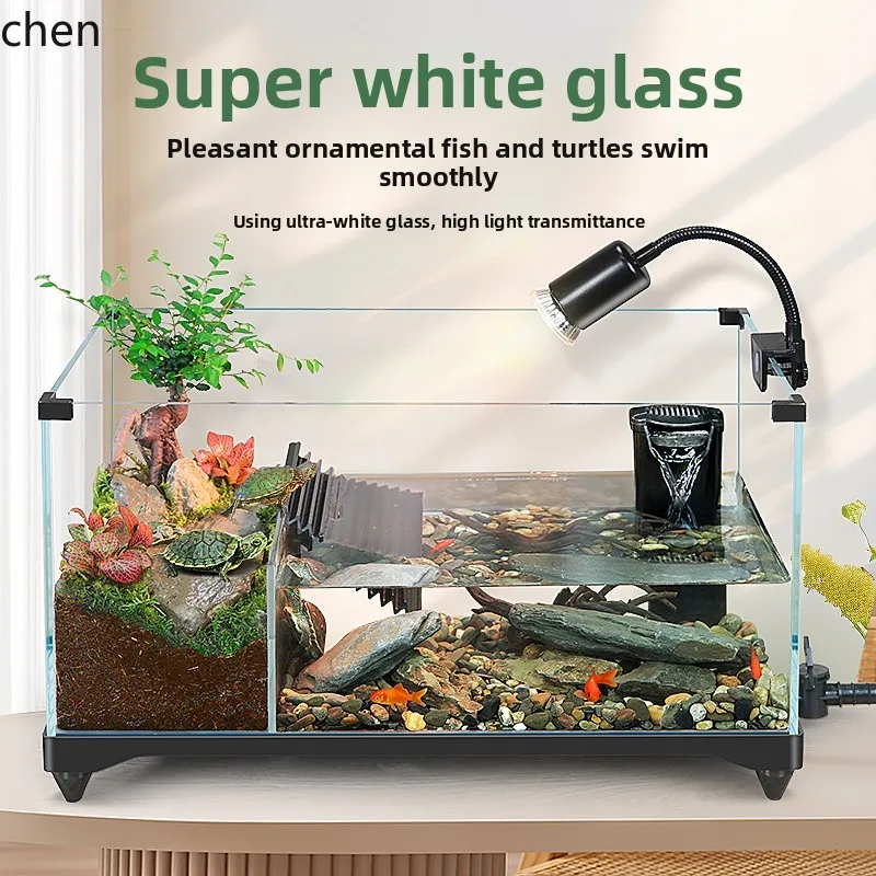 

QZT Breeding Tank Household Ecological Landscaping Villa Anti-Escape Aquatic Amphibious Tank Glass Tank