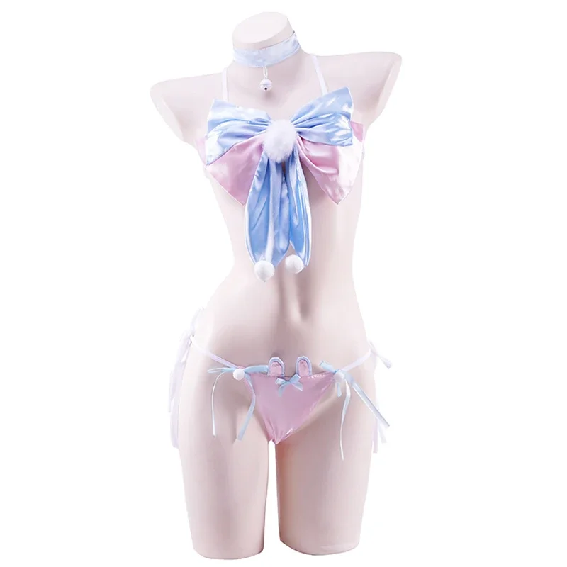 Anime Lolita Girl Cosplay Sexy Women Bowknot Bunny Bikini Underpants Underwear Sexy Pajamas Homewear Lingerie Set Costume view 2