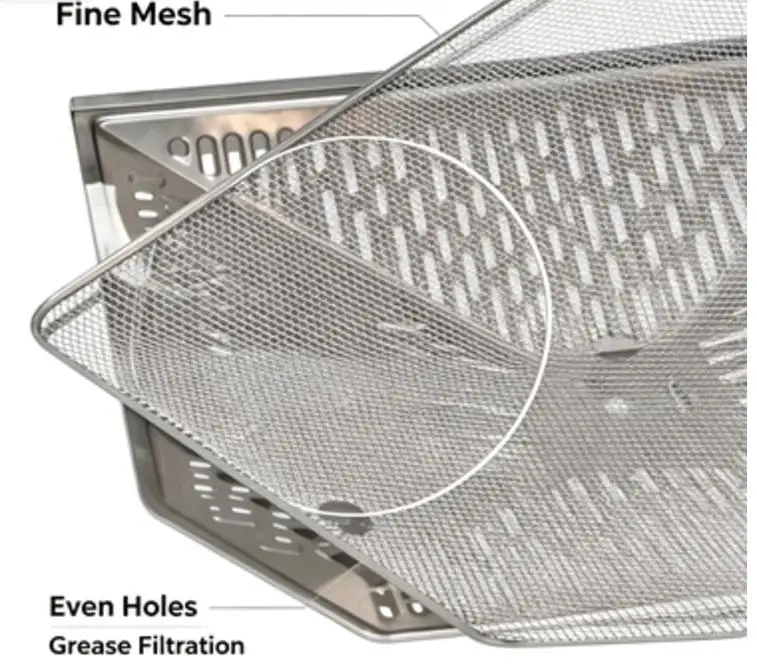 Stainless Steel Range Hood Replacement Filter with Dual Mesh Layers and Transparent Oil Cup for Efficient Kitchen Ventilation
