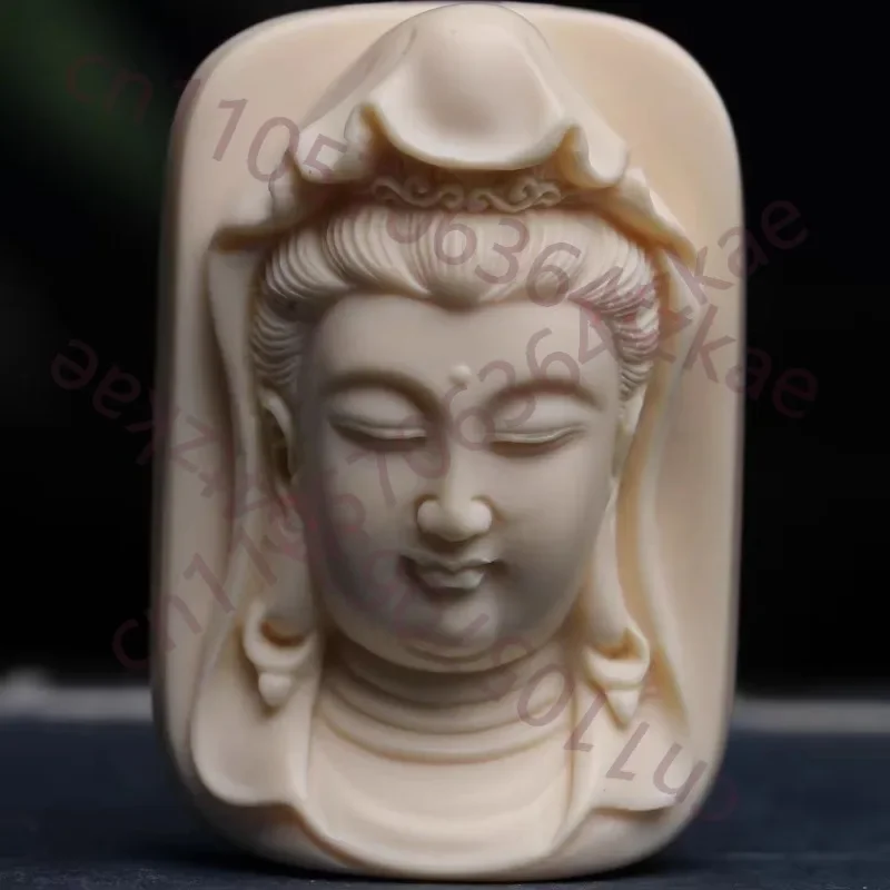 Hand-Carved Bodhi Fruit Guanyin Pendant - 2.05*1.38