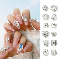 10PCS 3D Stacked Nail Decoration Rhinestones Charm Rhinestones Pearl Crystal Diamond Big Geometric Nail Decoration Accessories