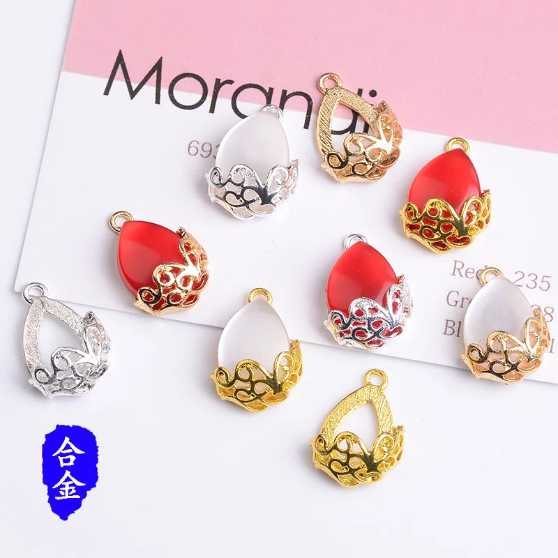 

100 pieces set of new red water drop shaped cat eye pendant with jewelry DIY handmade earrings bracelet necklace jewelry