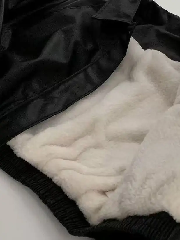 2025 Autumn Winter Thiened Fce Lined PU Leather Jaet Women's Loose ort Outerwear Korean Sle Warm Straight Cut