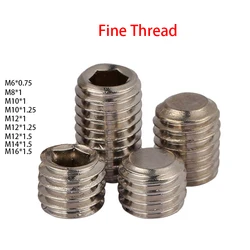 M6*0.75 M8/M10/M12*1/1.25/1.5*20 M14/M16*1.5 Fine Thread DIN913 304 Stainless Steel Hexagon Socket Flat Headless Grub Set Screw