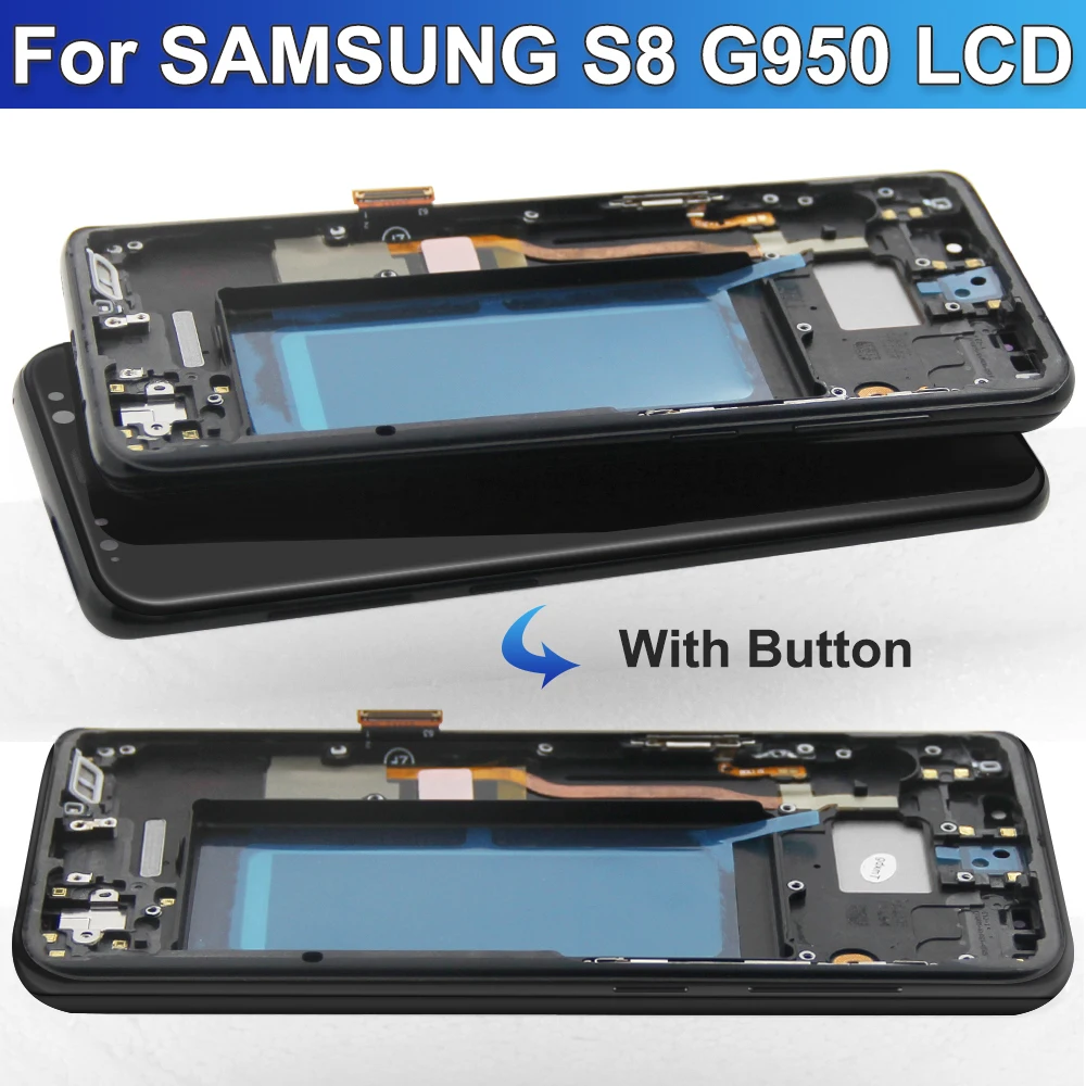 100% 테스트된 S8 TFT LCD, 삼성 갤럭시 S8 G950 SM-G950FD LCD 디스플레이, 터치 스크린 디지타이저 어셈블리 교체, 프레임 포함