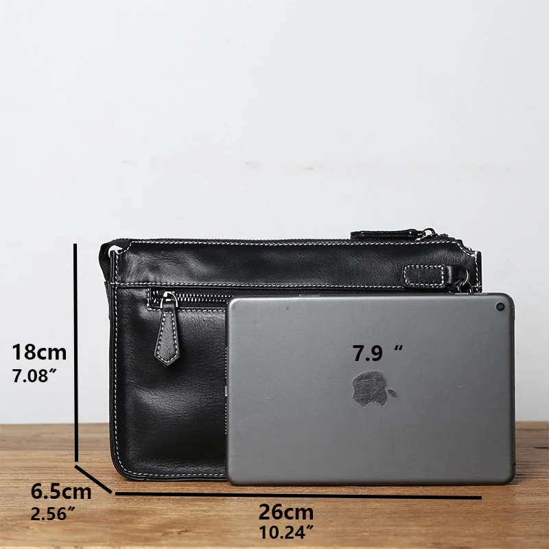 Nzpj Echt leder Herren Clutch Tasche natürliche Rindsleder Brieftasche große Kapazität Handy tasche lässig Business Umschlag für – Detail 2