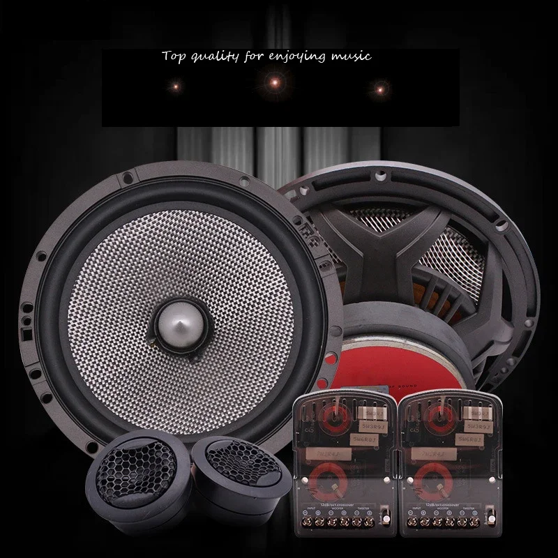 1 Set High Quality  6.5 Inch Bullet Car Audio Speaker Grey Component Front Door Crossover Tweeter