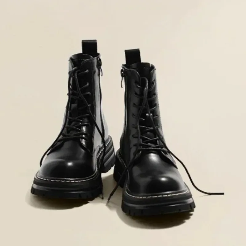 

New Retro Women Boots Handmade Lace Ankle Boots For Woman Fashion Soft Leather Platform Boots Luxury Designer Shoes Botas Mujer