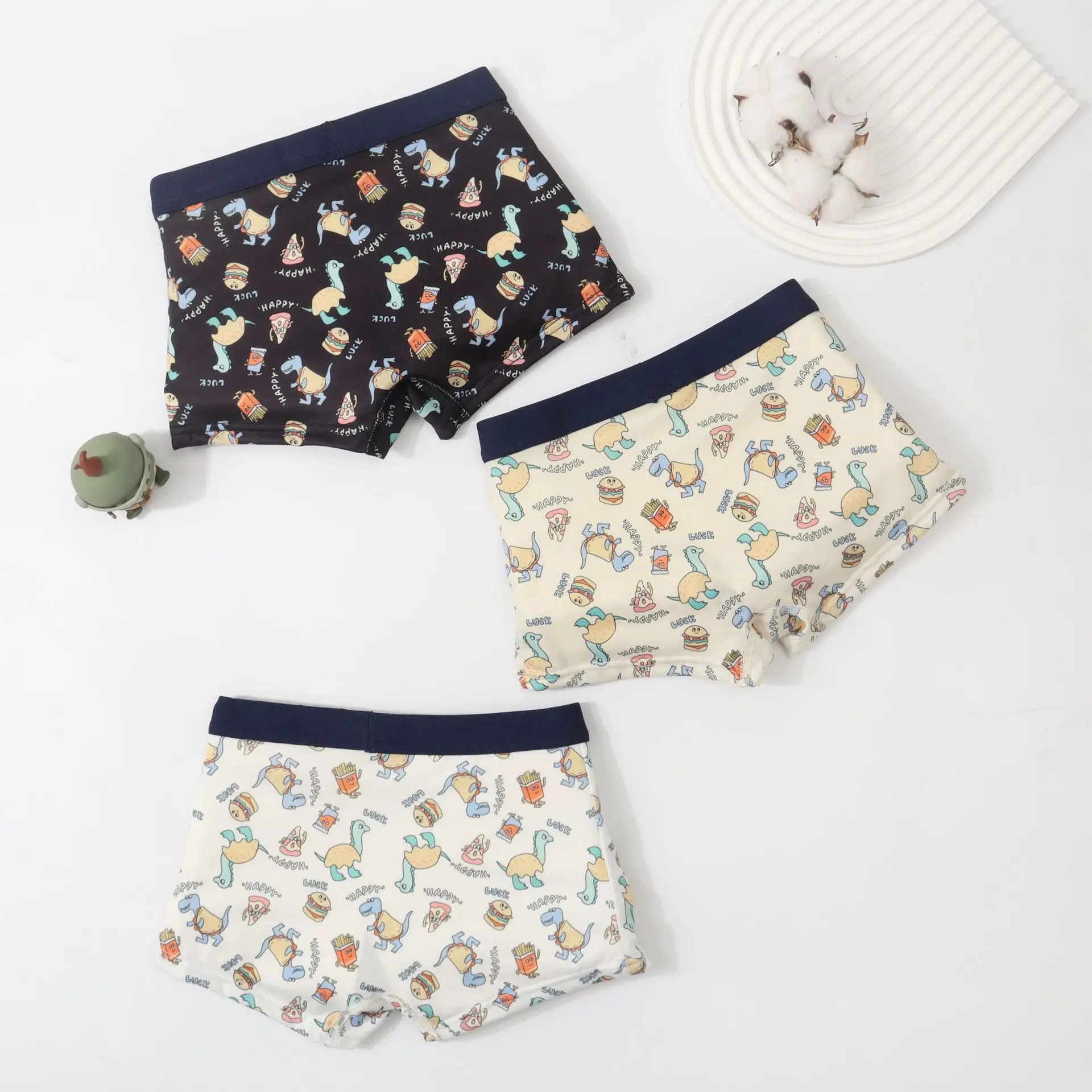 Children's Underpants  Boys' Comfortable and Breathable Underwear Baby Cartoon Animal Dinosaur Print Four Corner Inner Pants