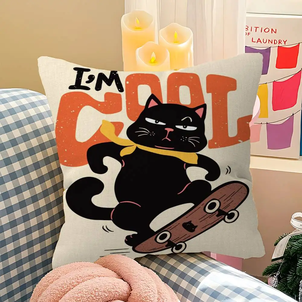 Black Cat Cushion Cover Pillowcase Upholstery Sofa Throw Pillow Home Decor Pillowcas 4