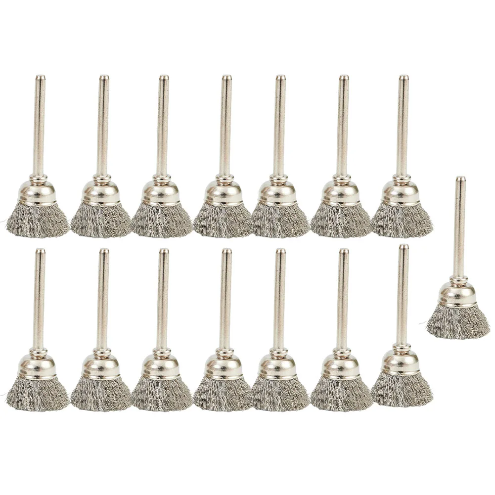 

15pcs Stainless Steel Wire Brush, 15mm Cup Diameter, Perfect for Polishing, Deburring, and Dusting Metal and Nonmetal Materials