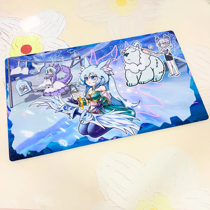 Yugioh Laundry Dragonmaid Ultimate Slayer Play Mat Yu-Gi-Oh! TCG OCG Trading Card Games Mat Duel Plate Rubber Card Mat Mouse Pad
