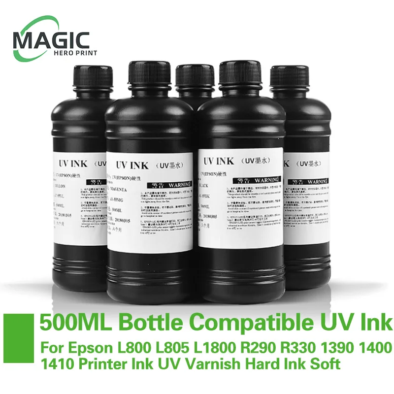 garrafa led garrafa de tinta uv para epson verniz gloss ink tinta macia dura l800 l805 l1800 r290 r330 1390 1400 1410 500ml 01