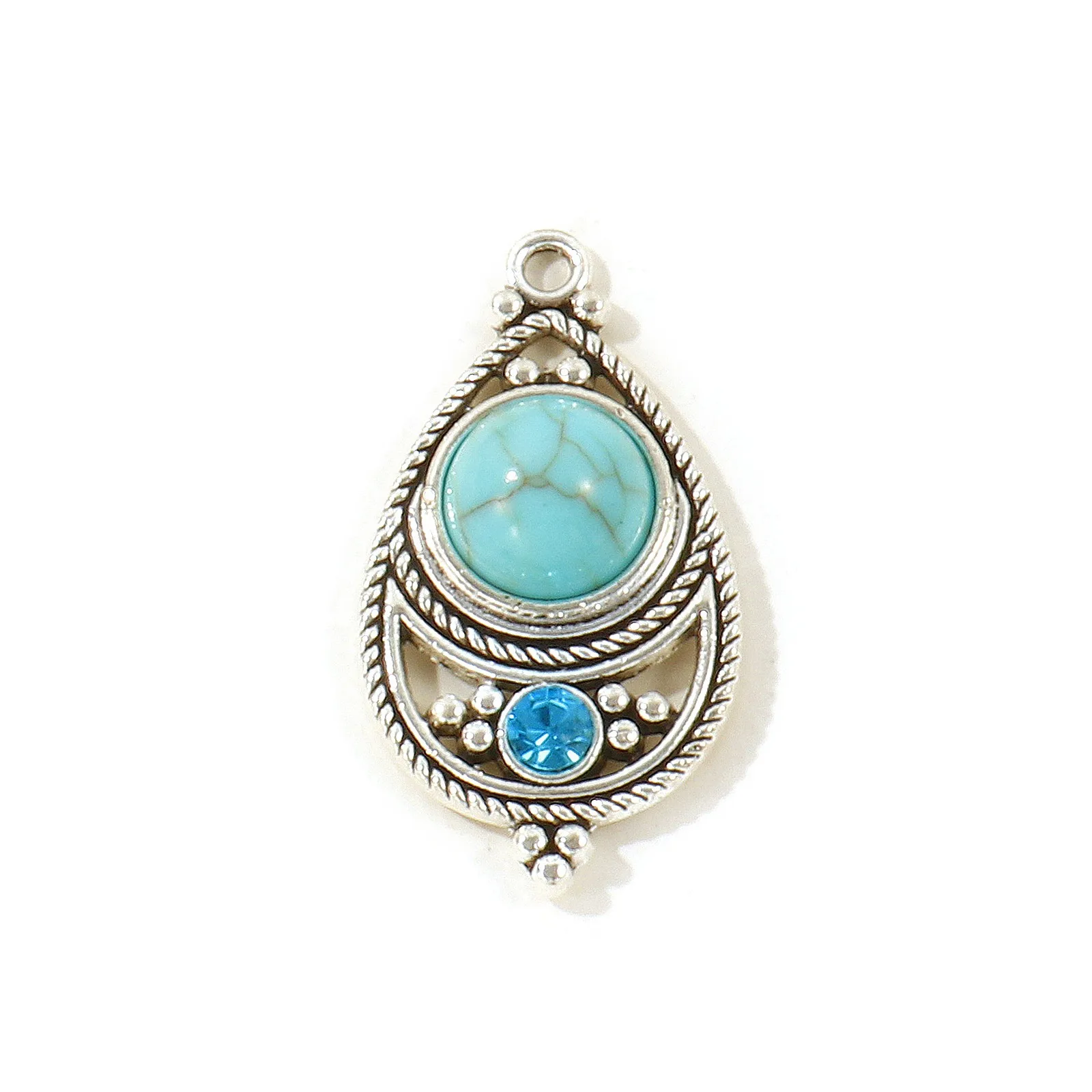 5 Stück Bohemia Anhänger Mehrfarbige Tropfen-Strass Zinklegierung Charms für Frauen DIY Halskette Ohrringe Schmuckzubehör 3,4cm x 1,8cm – Detail 2