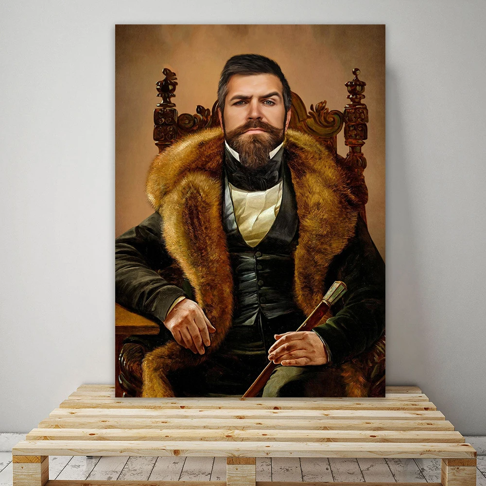 Custom Royal Lady Portrait Poster Renaissance Man Oil Painting Print Birthday Gift Royal Portrait Canvas Painting Decor