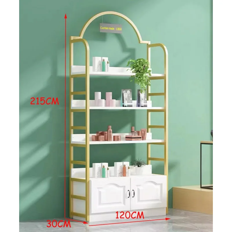 Customized. Custom Luxury Floor Standing Retail Shiny Make Up Display Rack Cabinet Cosmetics Display Stand Store