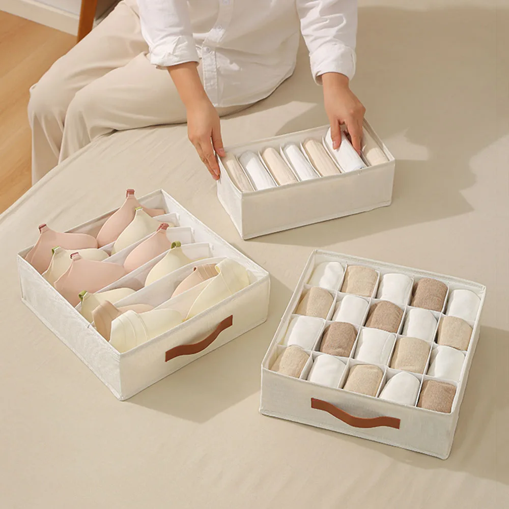 Multi-Compartment Drawer Underwear Socks Organizer-Dustproof Foldable Wardrobe Storage Bag for Bedroom Underwear Accessories