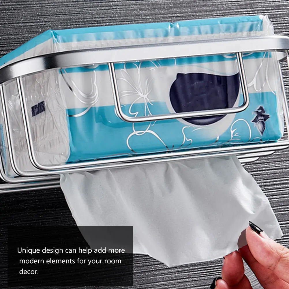 

1Pcs No Punching Tissue Box Suction Cup Sturdy Aluminum Modern Design Easy Install Bathroom Toilet Paper Towel Holder Home
