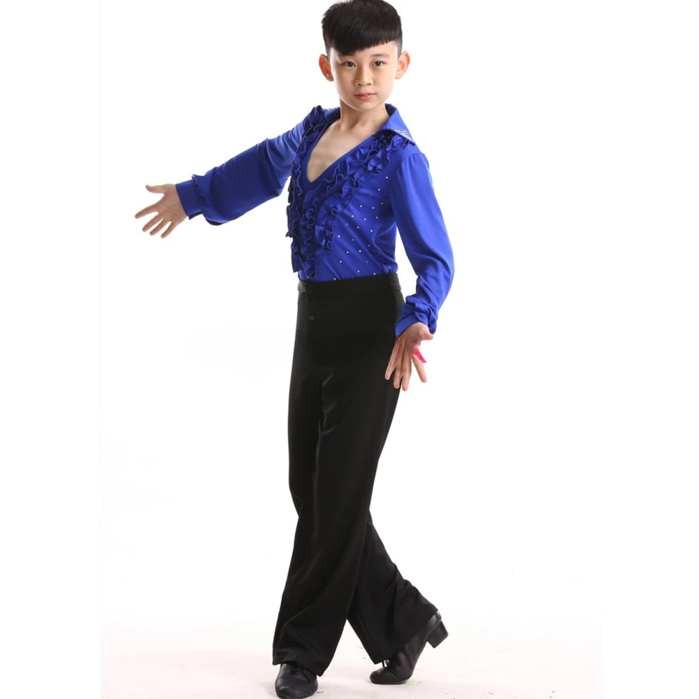 Camisas de baile latino profesional para niños, ropa de manga larga, pantalones, Disfraces para espectáculos de competición, ropa de baile de salón de Salsa