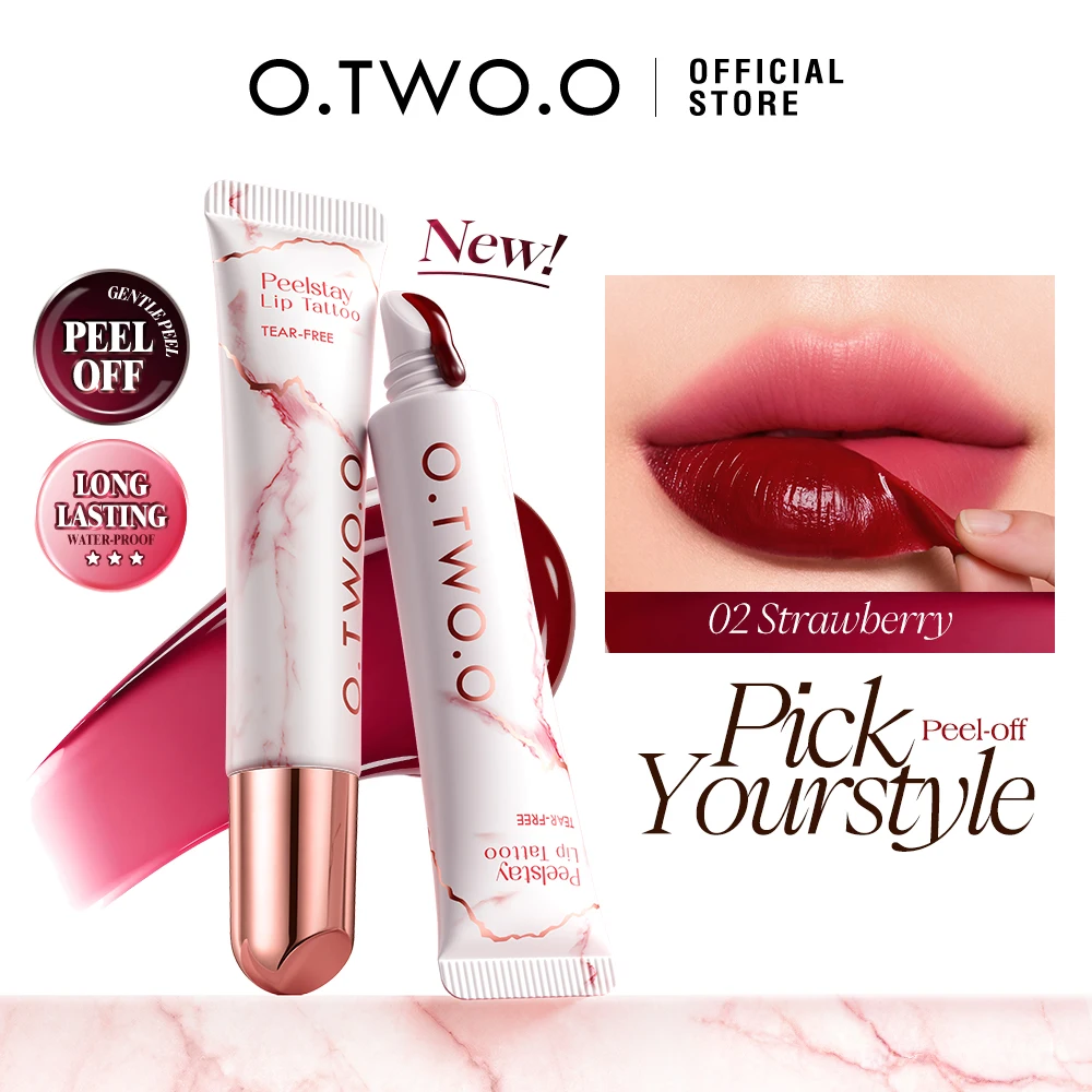O.TWO.O Peel-off Lip Stain Lip Tattoo Highly Pigmented 48h Color-lock  Waterproof Nourish Care Peel-off Lip Tint Lipstick Makeup