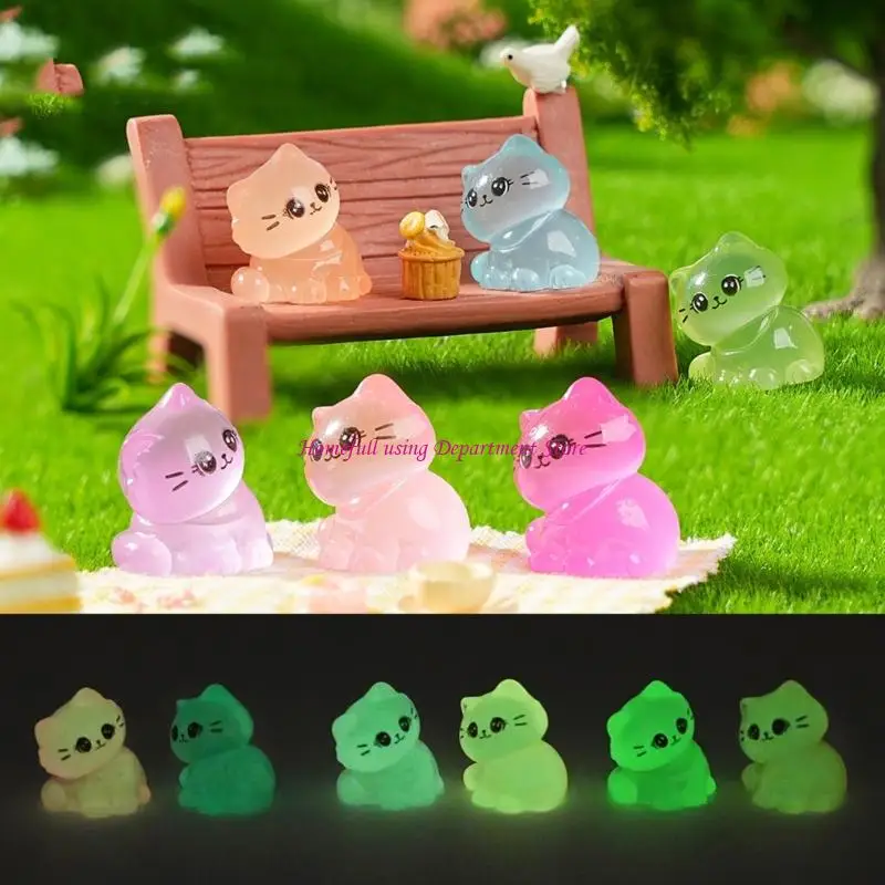 

Noctilucence Cats Figurines Miniature Figure For Fairies Gardens Terrariums 12PCS