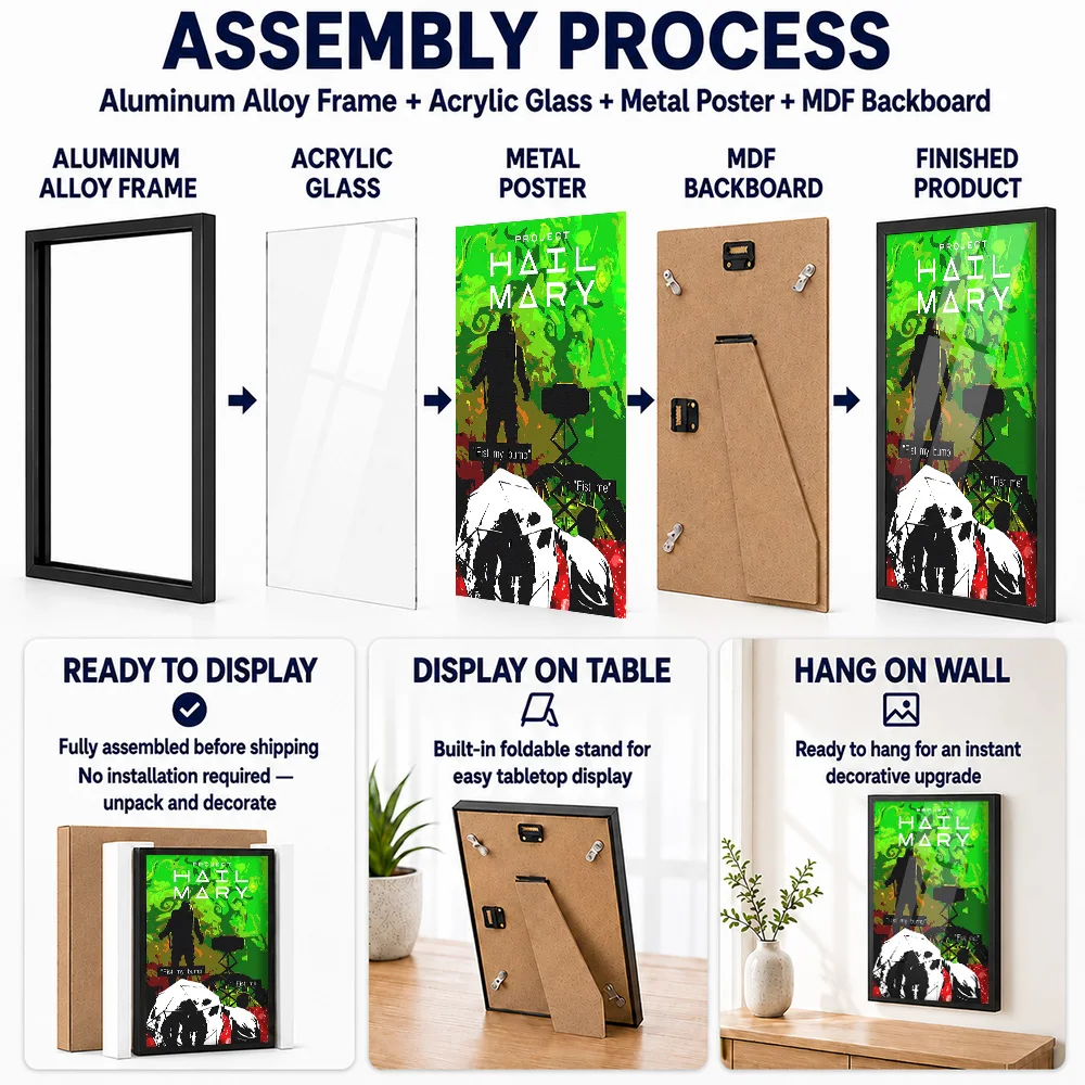 Project Hail Mary Framed Aluminum Metal Poster Customized Cosmic Perspective Wall Art Created For Astronomy Fans To Style Office