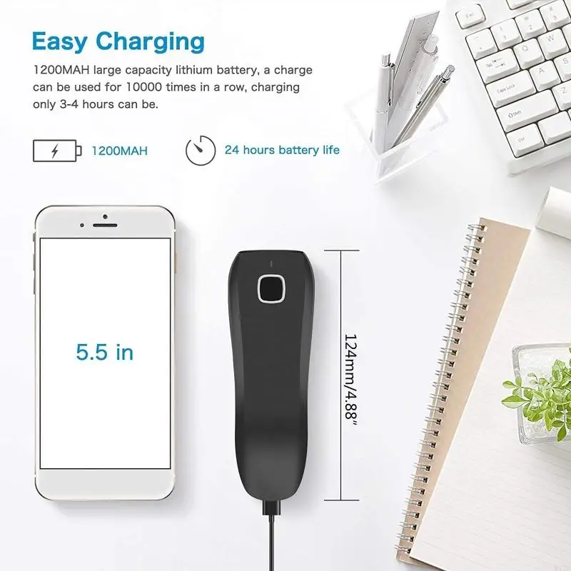 Barcode Scanner C750 Bluetooth-compatible Wireless Handheld Pocket QR Bar Code Data Reader For Store Mobile Payment