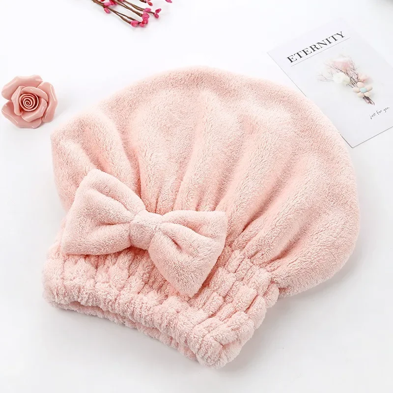 Shower Cap Women Hair Microfibre Quick Drying Bath Spa Bowknot Wrap Towel Hat for Room Accessories