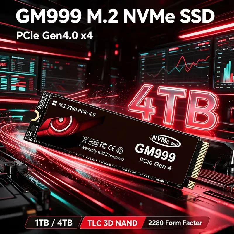Original GM999 PCIe4.0 M.2 NVMe SSD 1TB 2TB 4TB PS5 Gaming SSD Internal Solid State Drive M2 2280 SSD for Content Creators