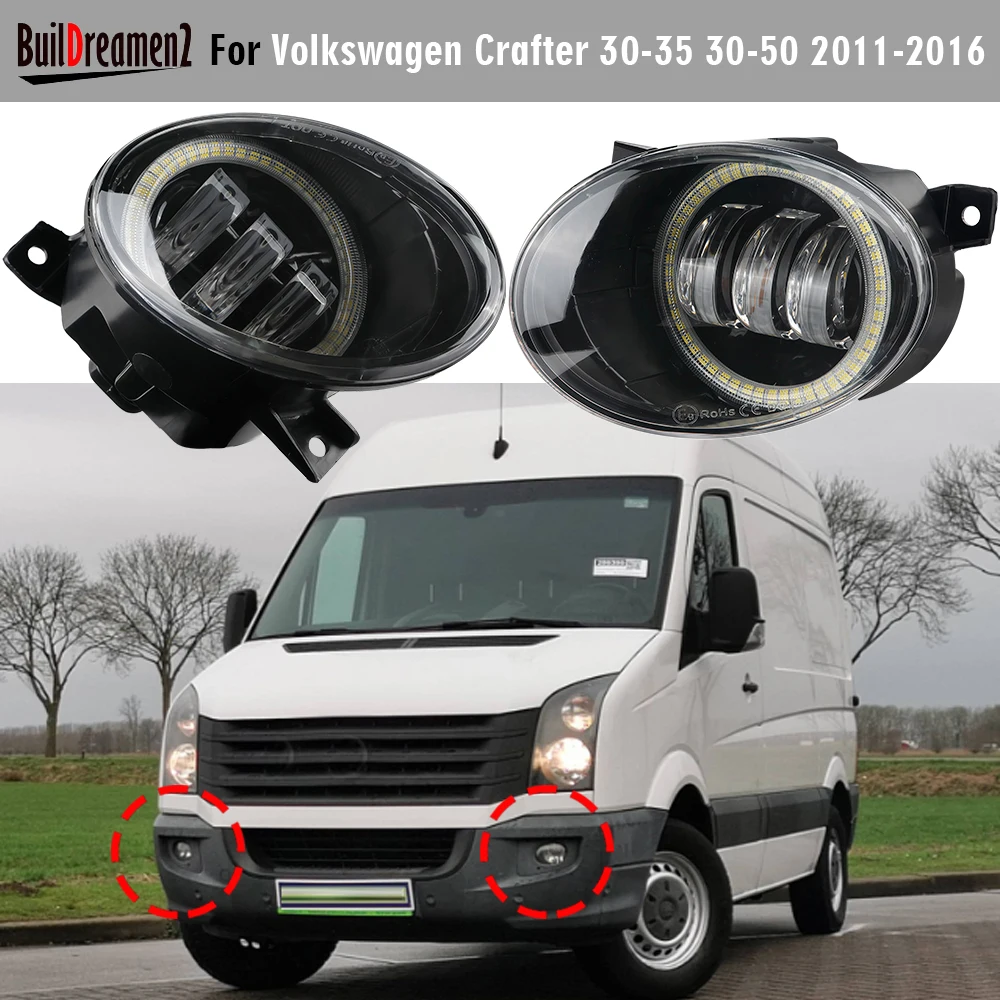 2 X Car LED Fog Light Angel Eye DRL Daytime Running Lamp For VW Volkswagen Crafter 30-35 30-50 2011 2012 2013 2014 2015 2016
