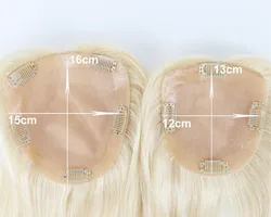 #613 Blonde Silk Skin Base Women Toupee 12X13cm Russian Human Hair Topper with PU Around or 4 Clips Hairpiece Silk Top Closure