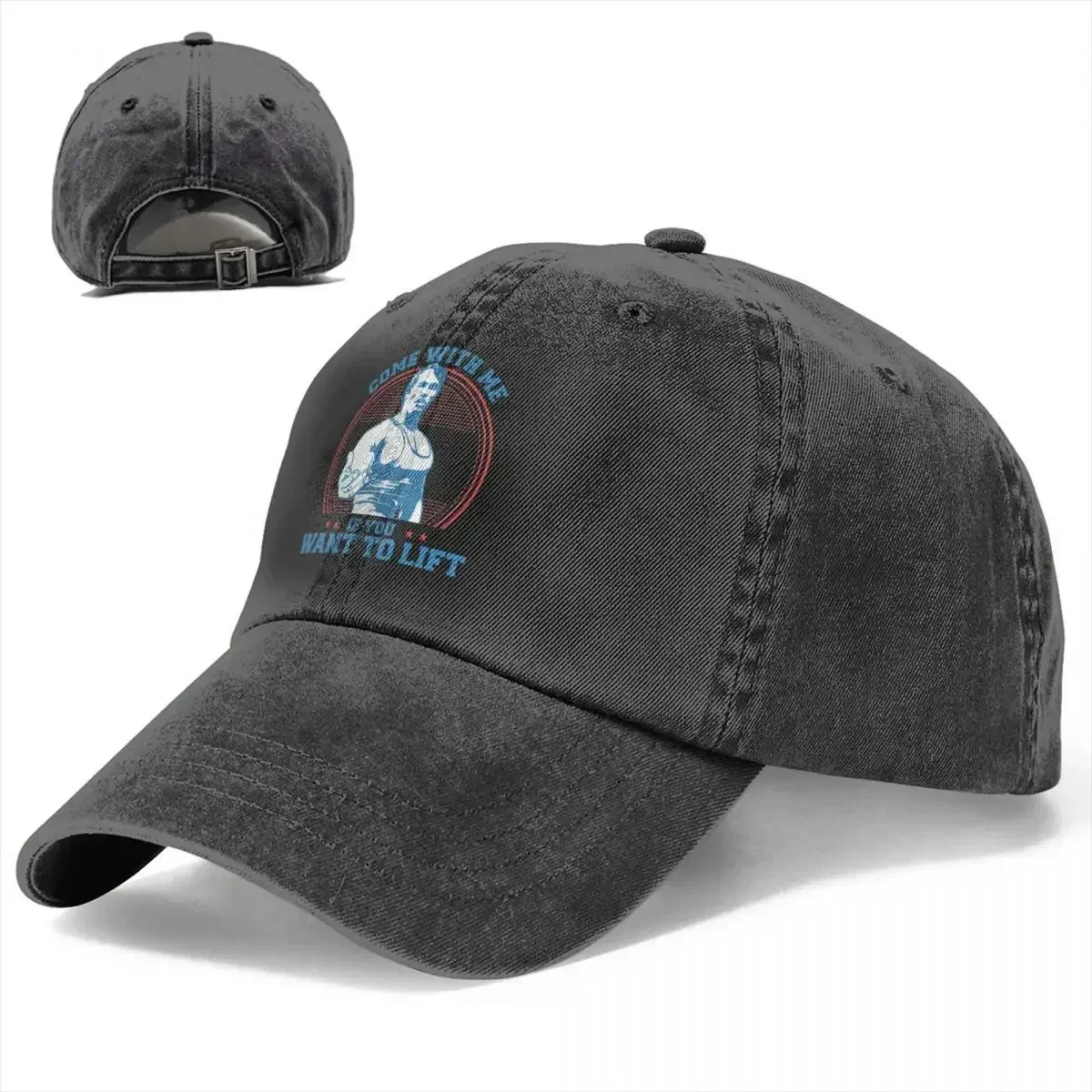 New Come With Me If You Want To Lift Baseball Cap Distressed Denim Muscle Snapback Hat For Men Women Activities Adjustable Hats