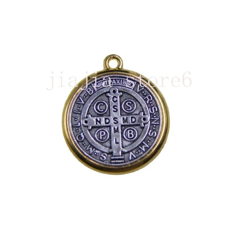 20 pcs ancient gold foreign trade St. Benedict pendant, pendant DIY two-dimensional - jewelry accessories two-color medium