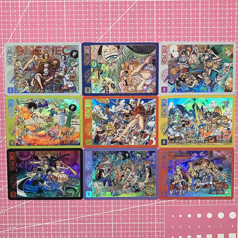 DIY Horizontale Versie Een Stuk Luffy Roronoa Zoro 9 stk/set Zelfgemaakte Collectie Kaart Nico Robin Gaas Brekingende Flash kaart Speelgoed