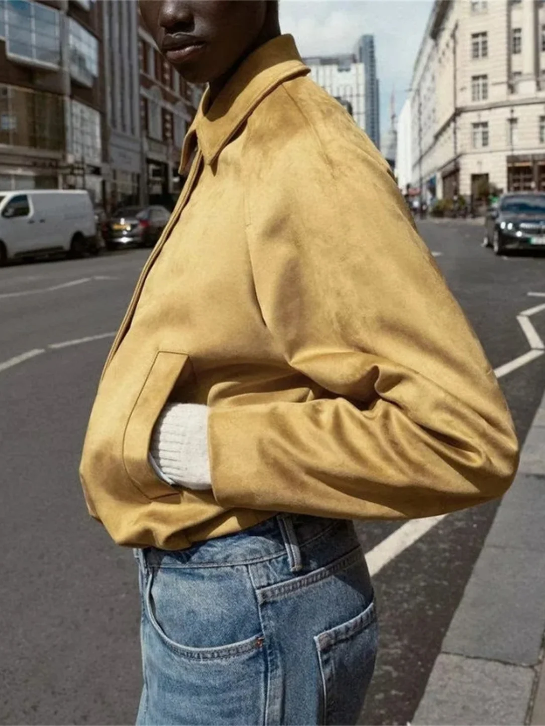 

Faionable Casual Sle Women's Pilot Jaet Coat Velvet Effect New Arrival Autumn 2025 ort Outerwear Zipper Closure