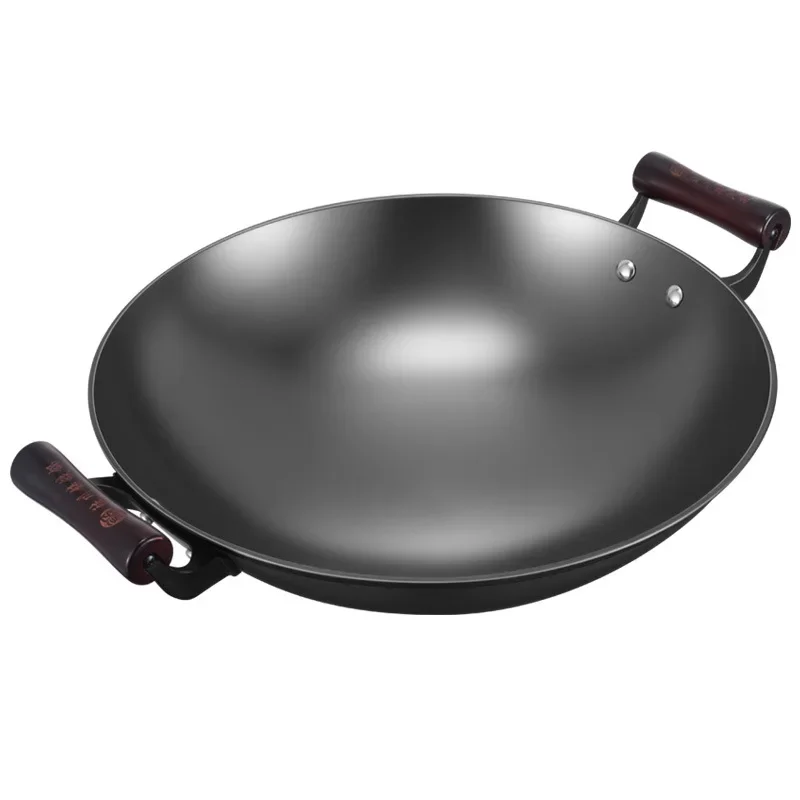 Luchuan iron pan second generation extra large wok household round bottom uncoated non-stick pan raw iron pan binaural