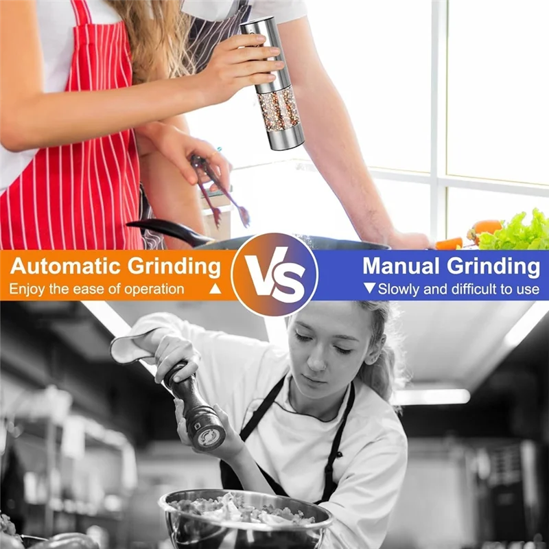 

AED4-Electric Salt And Pepper Grinder Rechargeable Automatic Pepper Mill With Adjustable Coarsenes With LED Light