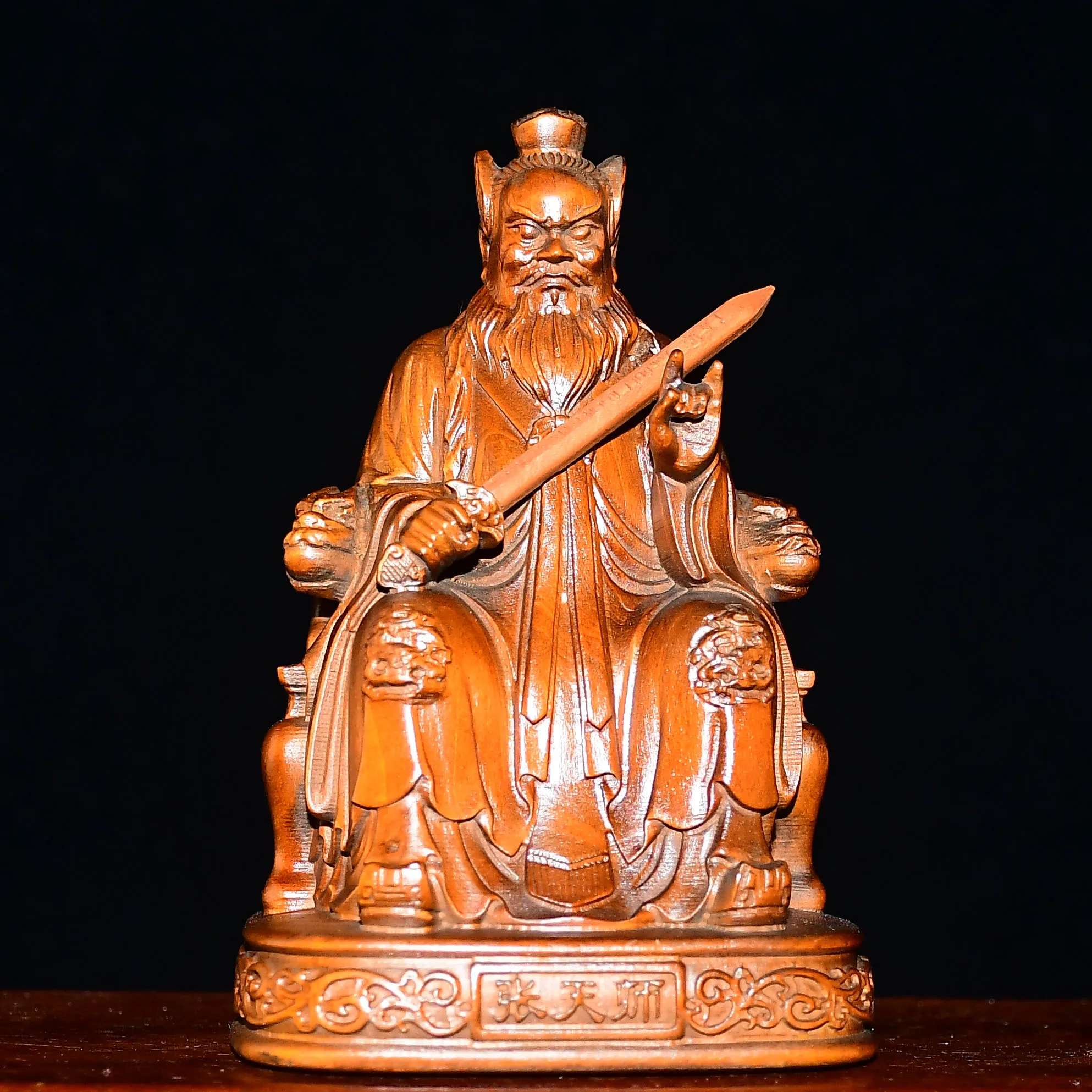Old Boxwood Exorcist Celestial Master immortal Zhang Daoling, Dragon Tiger Celestial Master Wenfang Amass wealth Ornaments