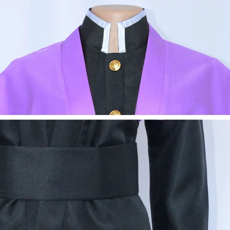 Anime Genya Shinazugawa 코스프레 의상 악마 슬레이어 팀 유니폼 셔츠 바지 옷 할로윈 파티 역할 의류 남자