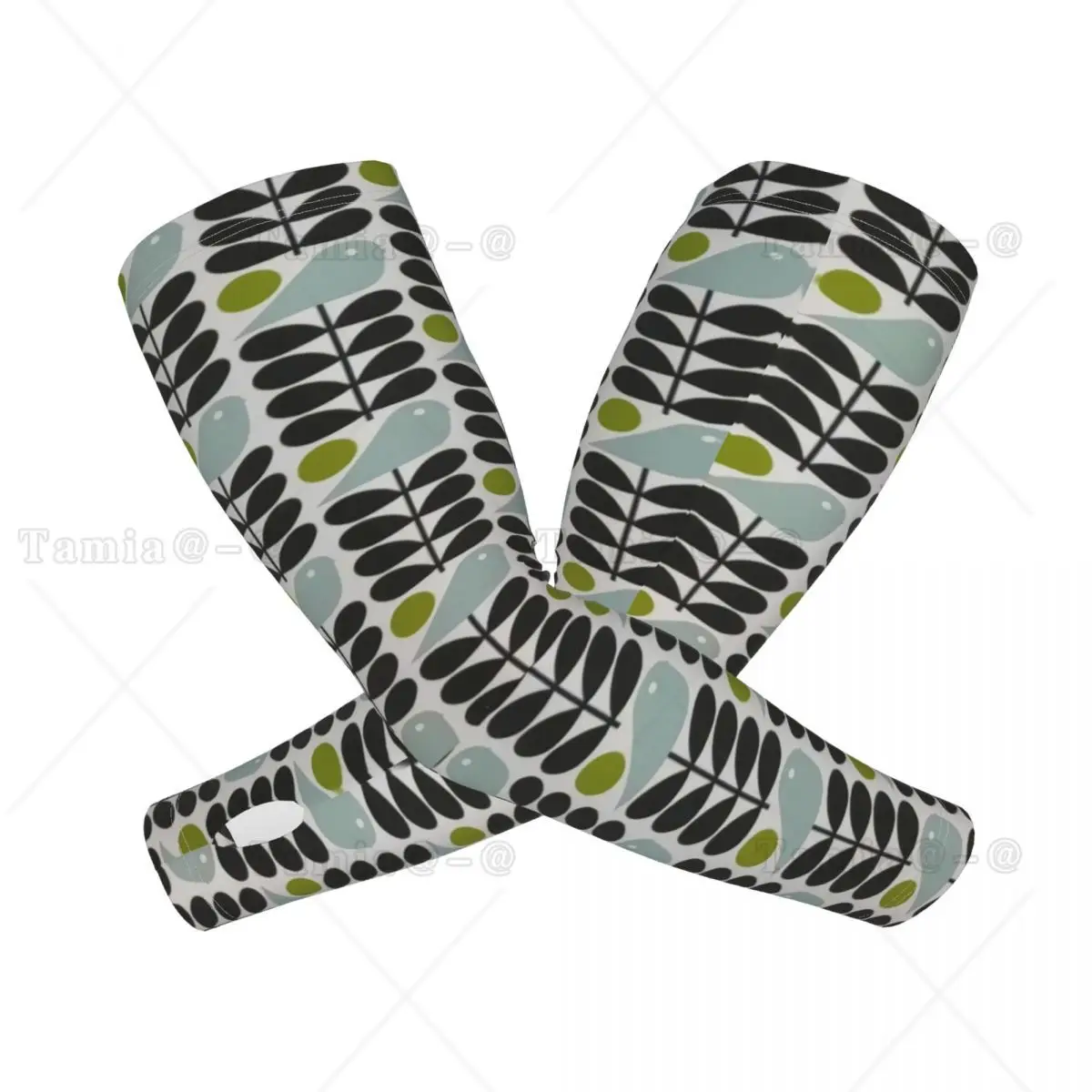 Custom Orla Kiely Scandinavian Multi-Stemmed Birds Flower Arm Sleeves UV Sun Protection Tattoo Cover Up Sports Compression