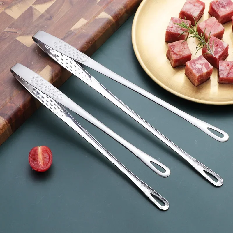 

304 Stainless Steel Food Tongs Long Handle Non-Slip Barbecue Tongs Steak Tongs Kitchen BBQ Cooking Tong Tools Accessories