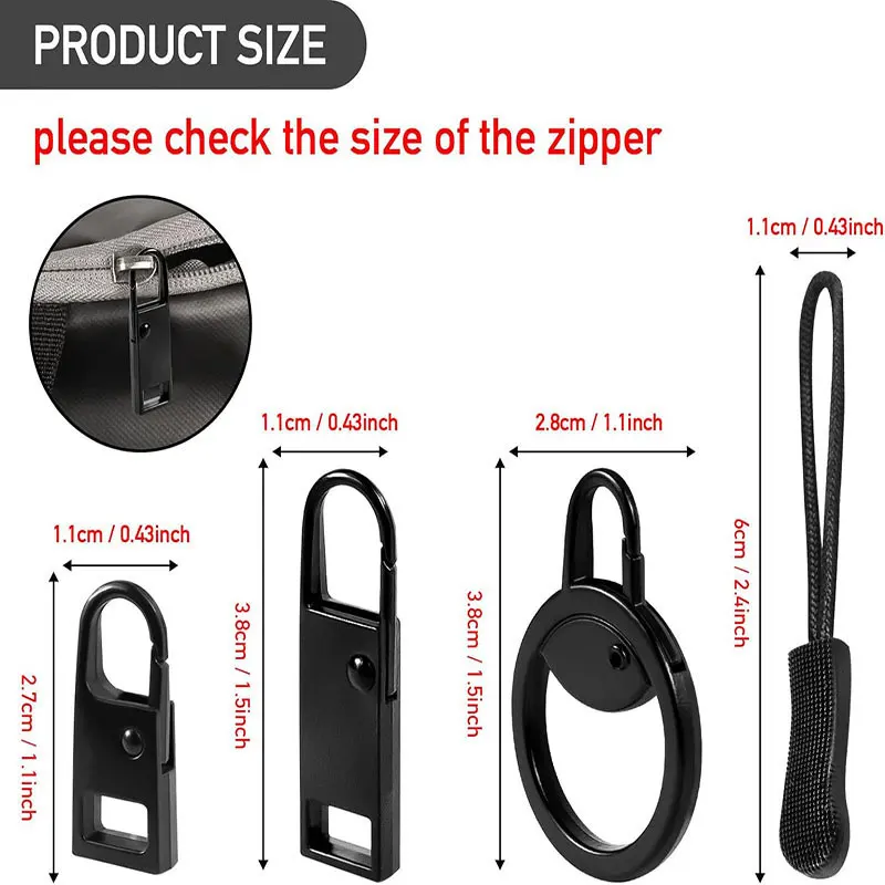 5Pcs Metal Zipper Slider Puller Instant Zipper Universal Instant Fix Zipper Repair Kit For DIY Craft Sewing Tool Accessories