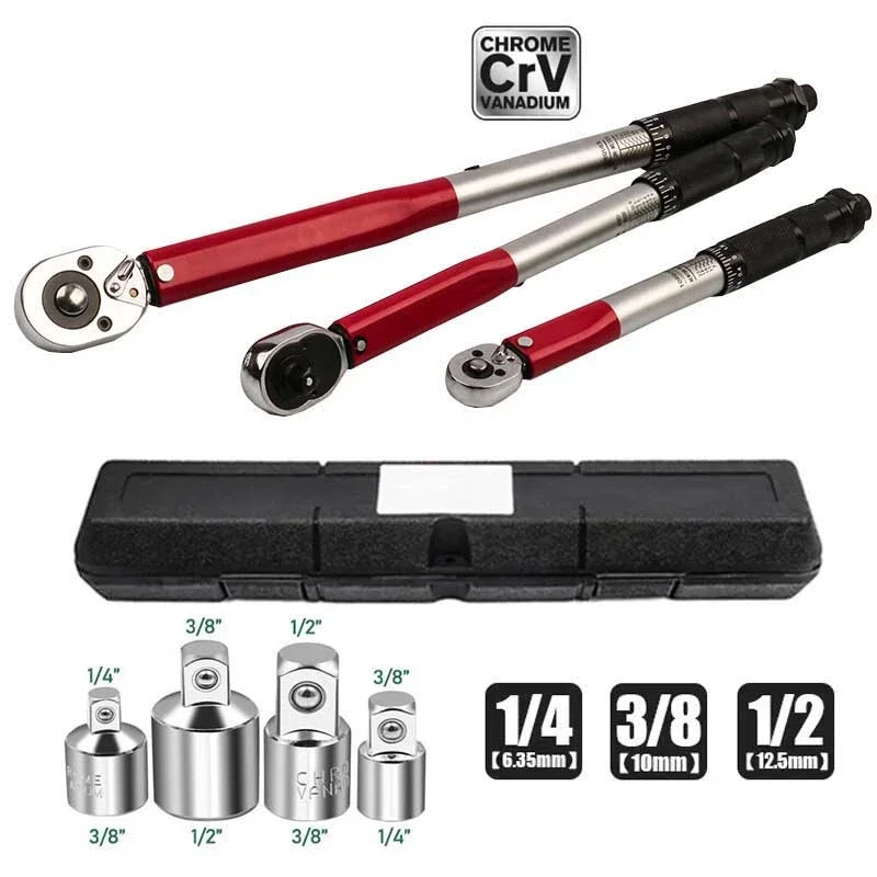 5-210N.m Torque Wrench 1/2 3/8 1/4 Precise Reversible Ratchet Torques Key Professional Bicycle Motorcycle Car Automotive Tool