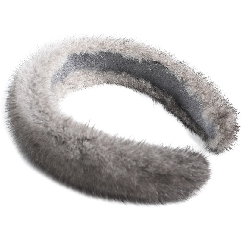 Winter Real Mink Fur Headbands For Women Luxury 100% Real Fur Hairbands Hair Accessories Solid Head Wraps Warm Furry Gift