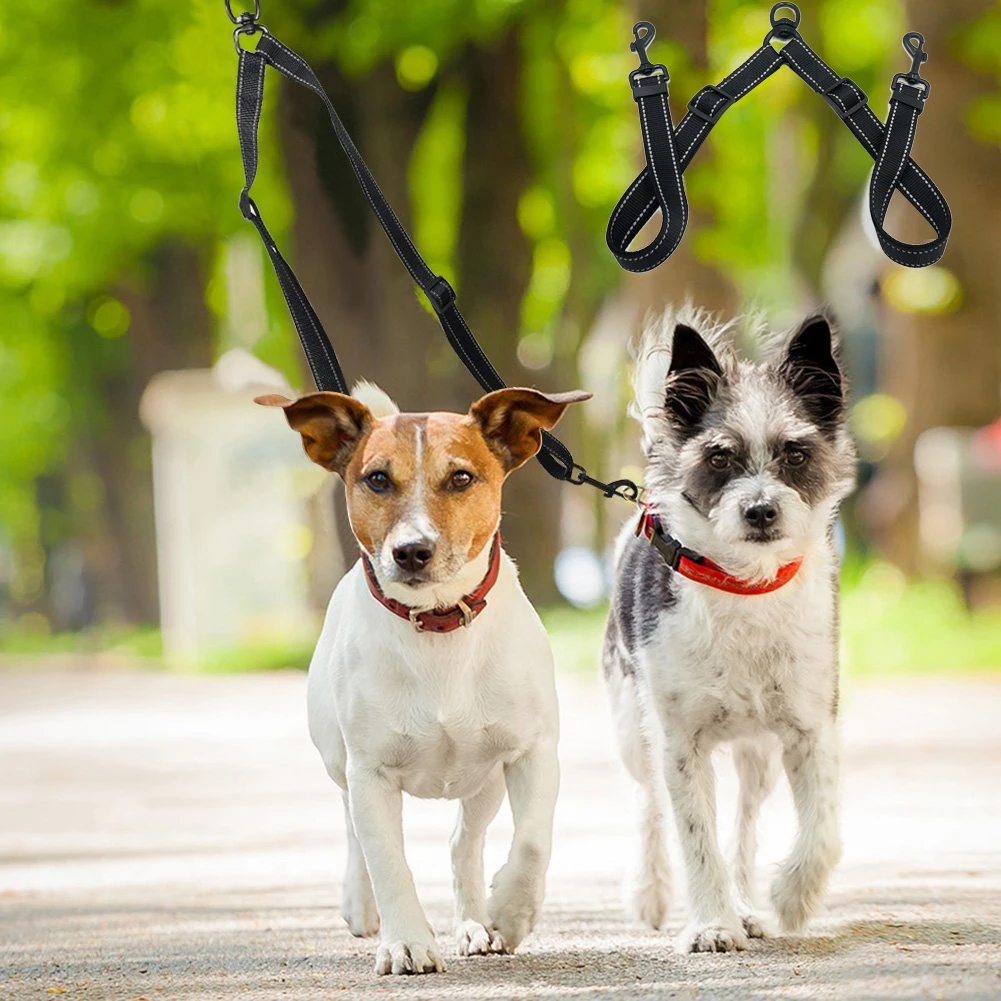 Imagem -05 - Acoplador de Trela Dupla para Cães Grandes Divisor de Nylon Resistente para Dois Cães Grandes Ajustável