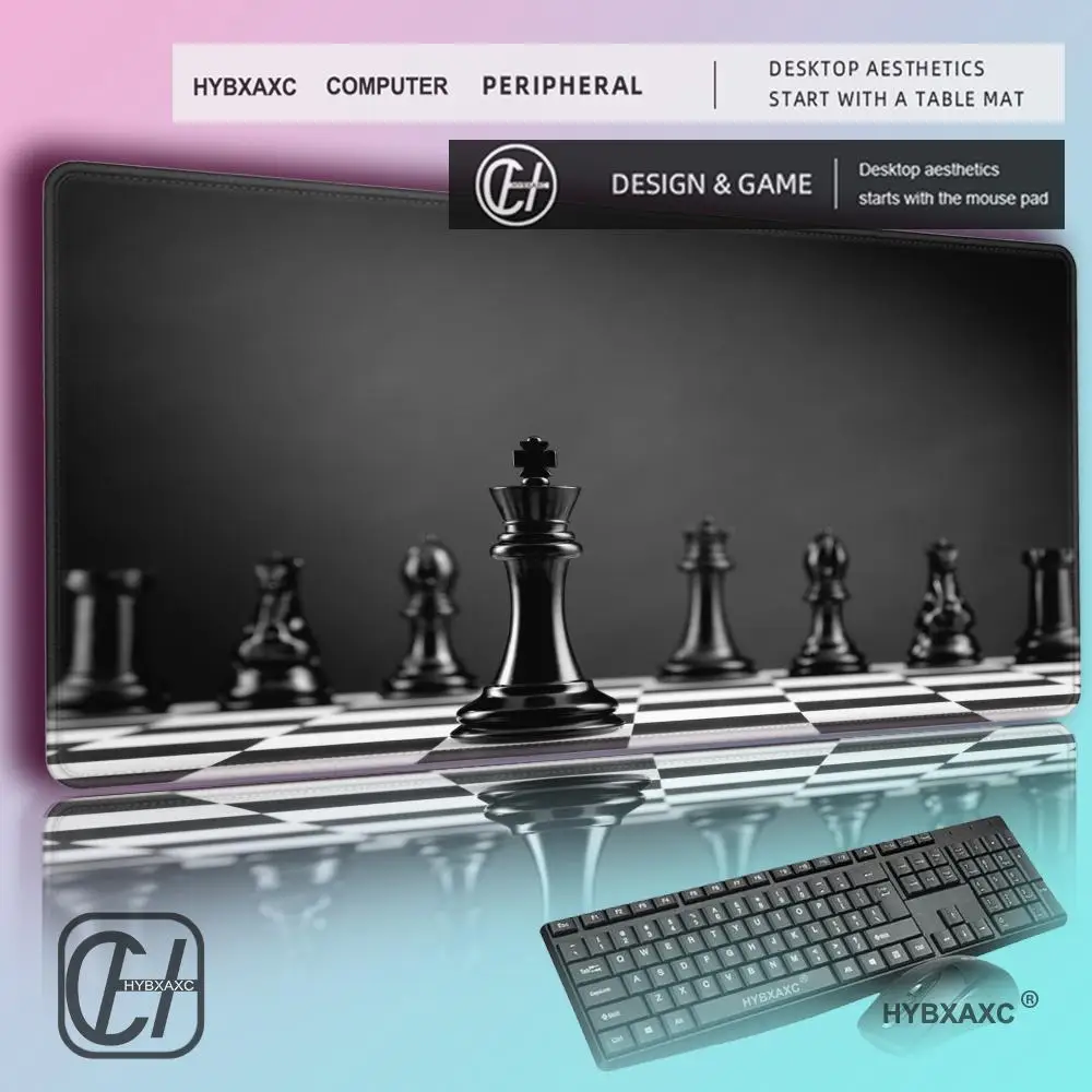 

Большой коврик для мыши HD Black Chess Piece, резиновый, противоскользящий, аксессуар для ПК, для офиса и геймеров, декоративный коврик для клавиатуры HYBXAXC